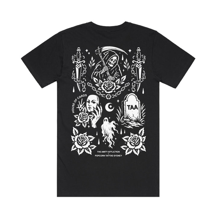 The Amity Affliction x Popcorn Tattoo - Black Flash Tee - PRE-ORDER